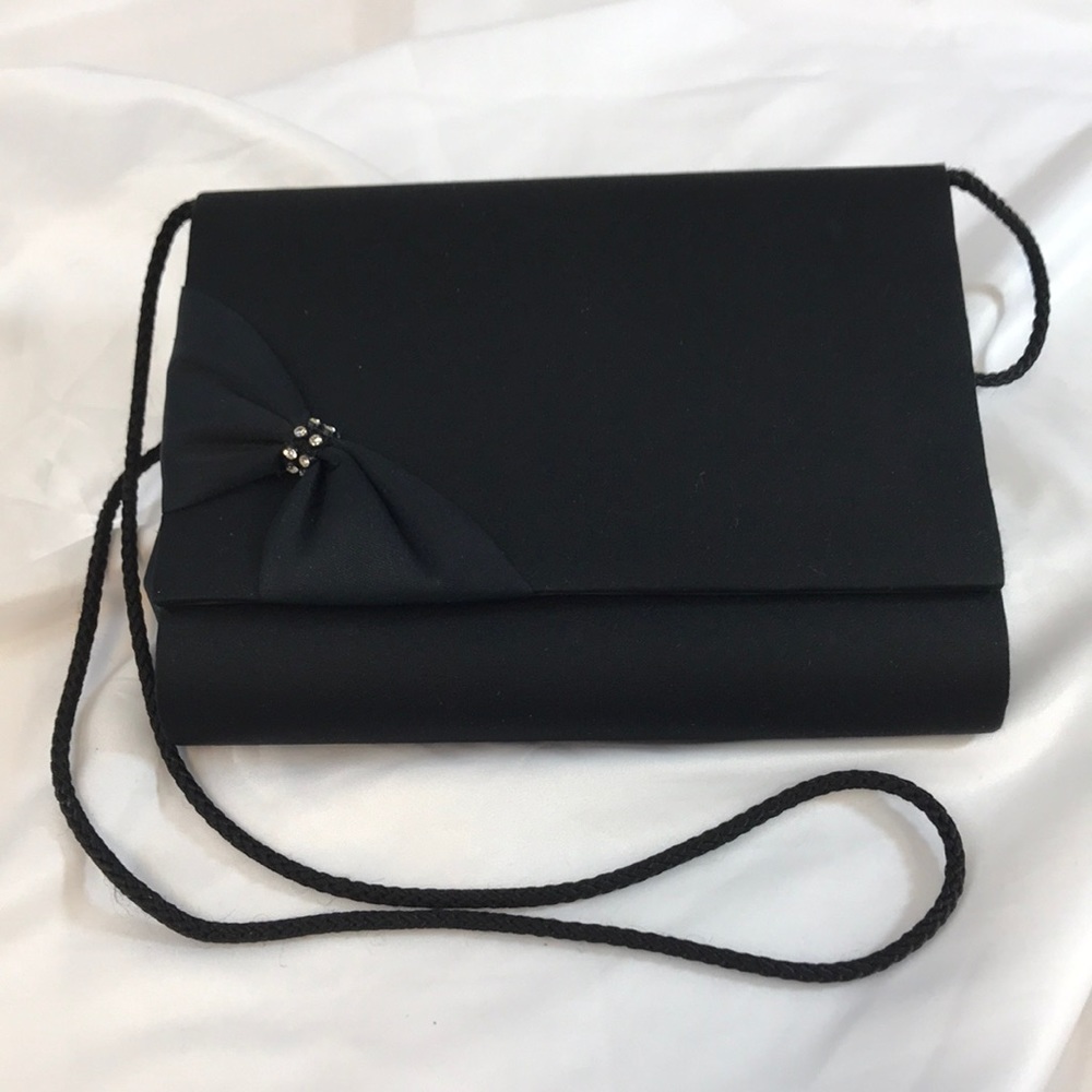 La Regale Evening Purse Black Square Rhinestone